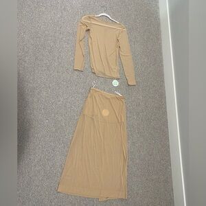 NWT Women's Sheer Maxi Skirt and top in Beige